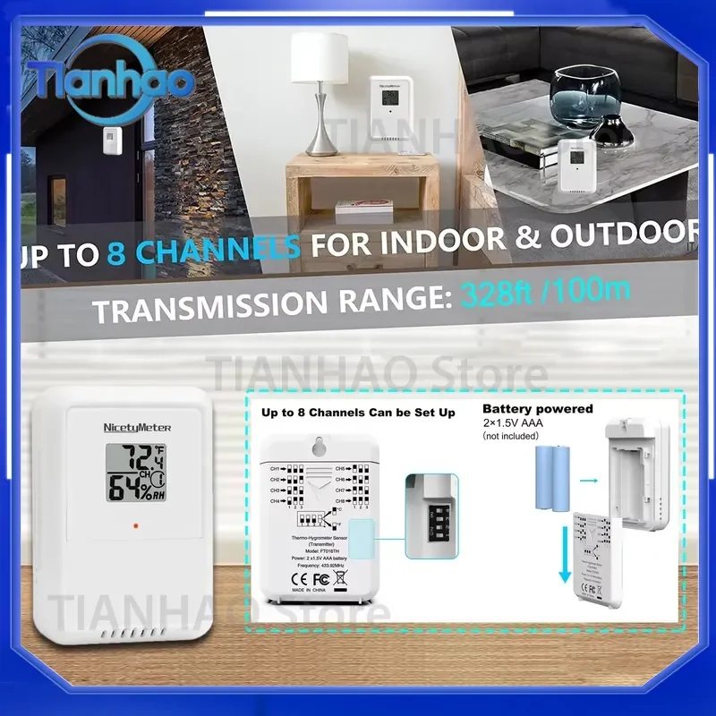 for Weather Station Wireless Indoor Outdoor Digital Thermometer Hygrometer Barometer Rain Gauge Wind Speed Monitor Real Time