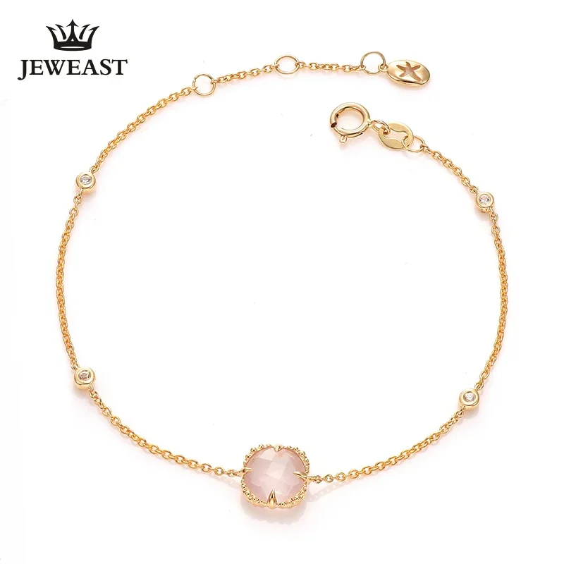 Natural Furong stone 18k Pure Gold Female Bracelets Fine Jewelry  Gift Girl Thin Trendy Solid 750 Real Bangle Good Nice