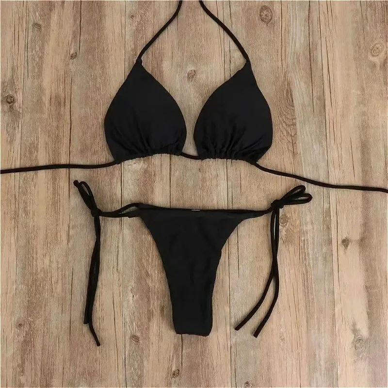 2025 Sexy Bikinis Set Female Bandage Swimsuit Women Two Piece Bikini Swimwears Pink Strappy Beachwear Bathing Suit Low Waist