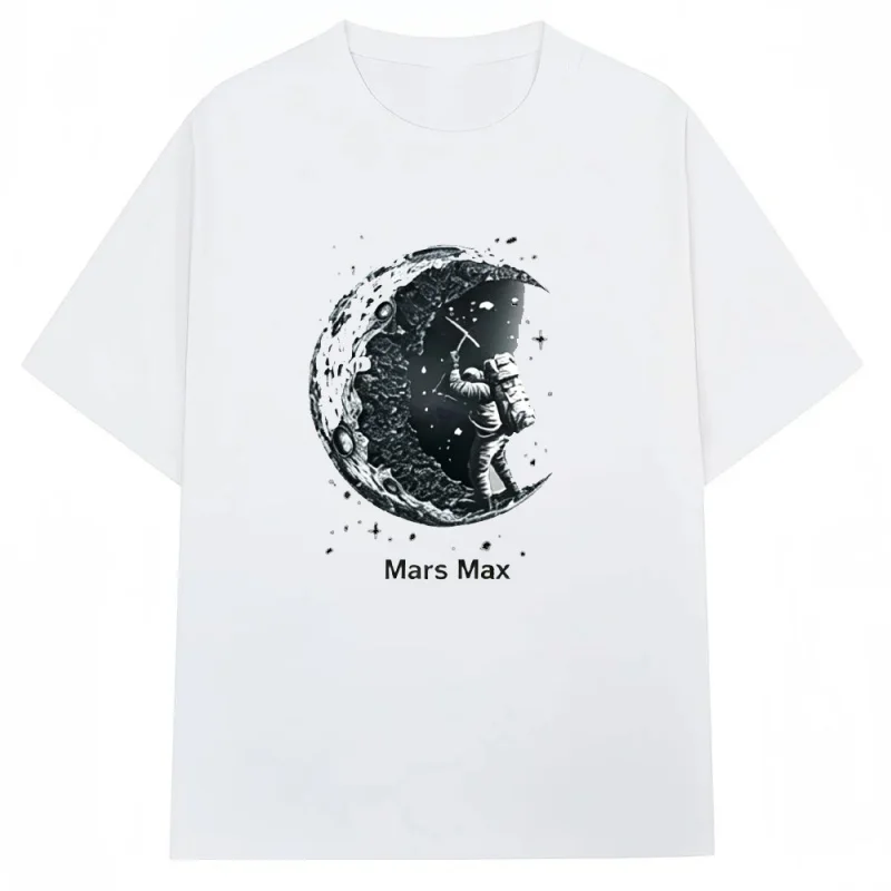 Mars Max Brand Fashion Color Print 100% Cotton Versatile Men's T-shirt Daily Sports Sweat-absorbing Breathable Short Sleeve