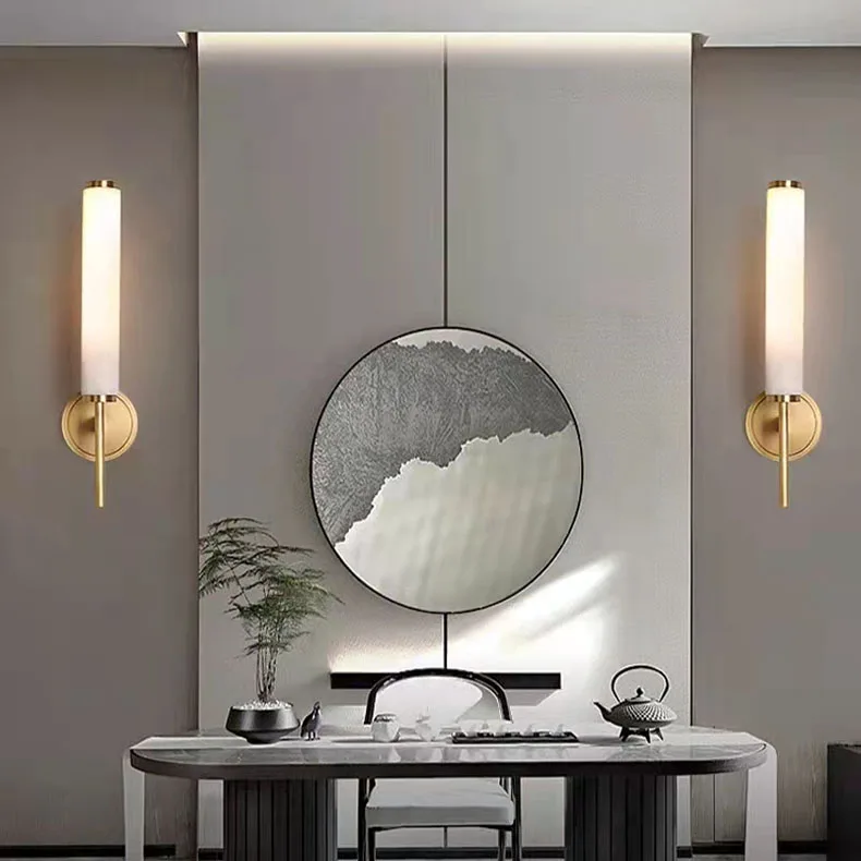 Natural Marble LED Wall Lights Black Gold Copper Foyer TV