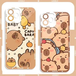 Cute Cartoon Capybara Phone Case For iPhone 17 16 13 12 11 14 15 Pro Max 7 8 Plus Mini SE2 Air Kawaii Animal Soft Cover Fundas