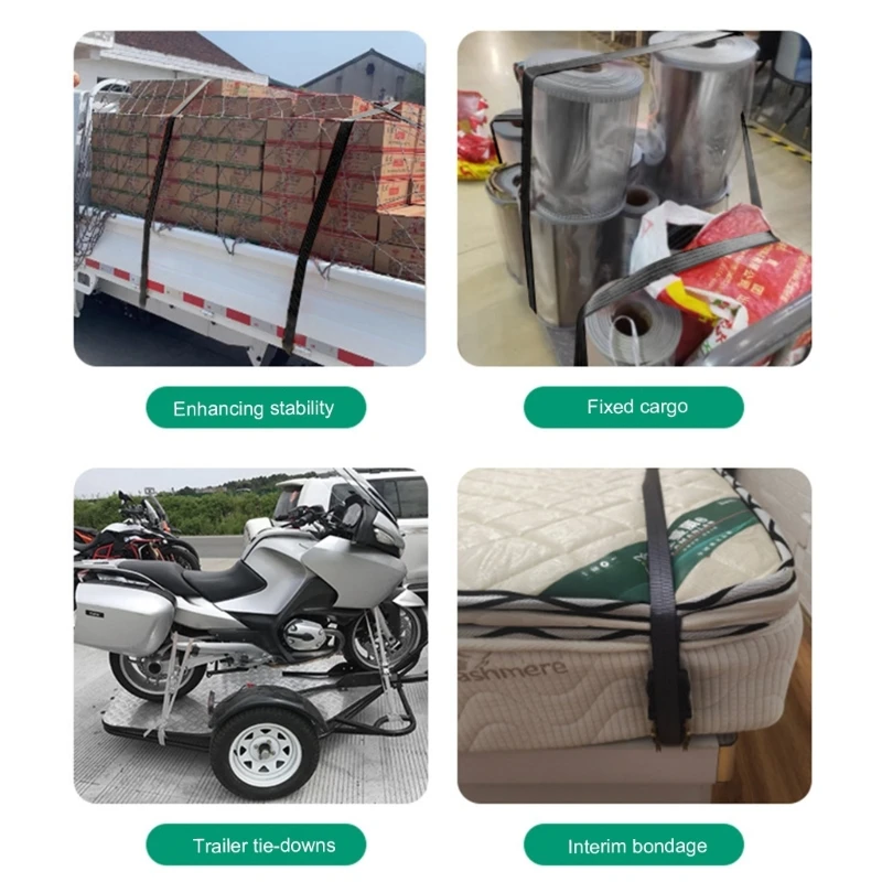 652F Vielseitiges Ratschen-Spanngurt-Set Robuste Ratschengurte Ratschen-Sicherungsgurte für Anhänger, Motorräder und Kajaks