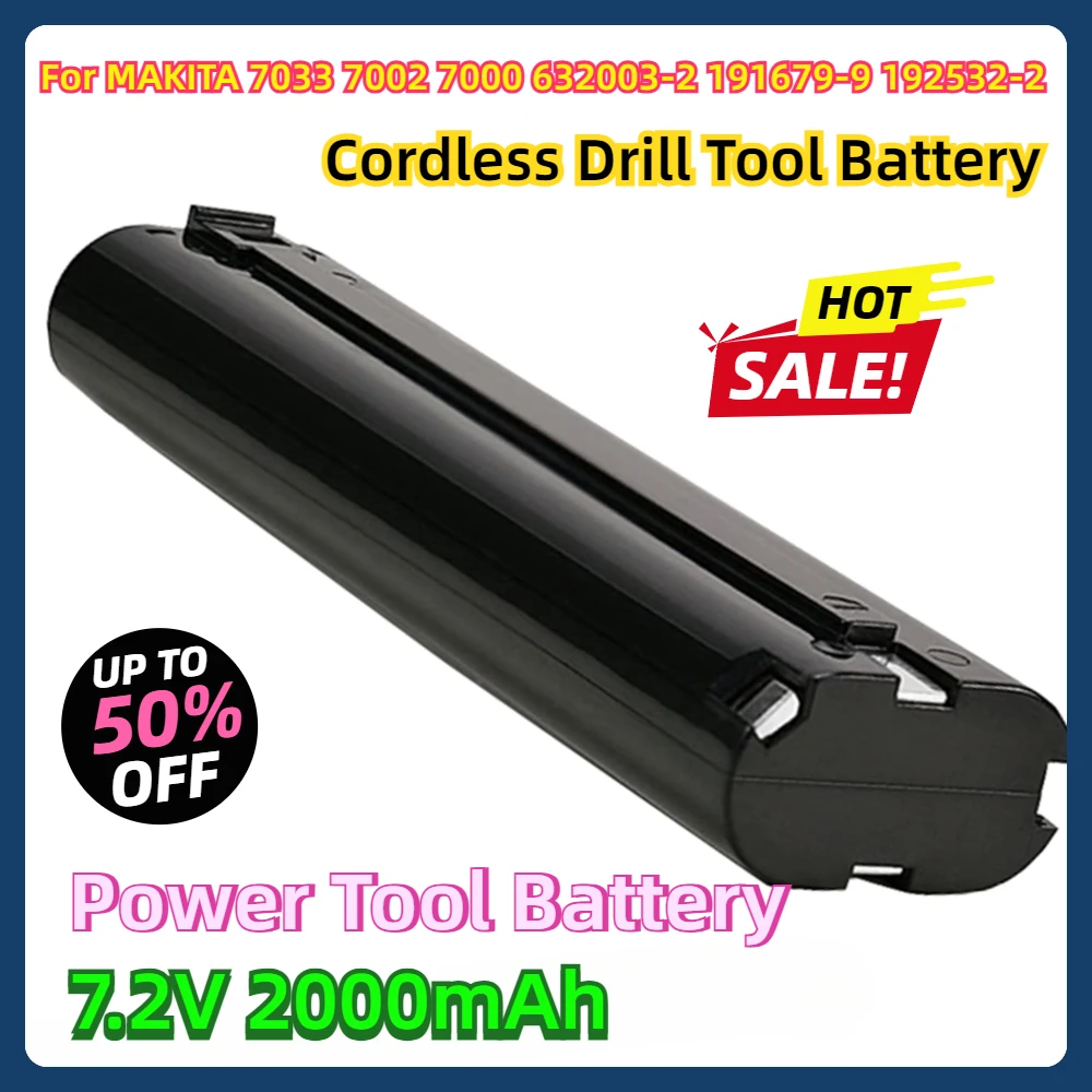 

For MAKITA 7033 7002 7000 632003-2 191679-9 192532-2 Cordless Drill Tool Battery L10 7.2V 2000mAh Power Tool Battery