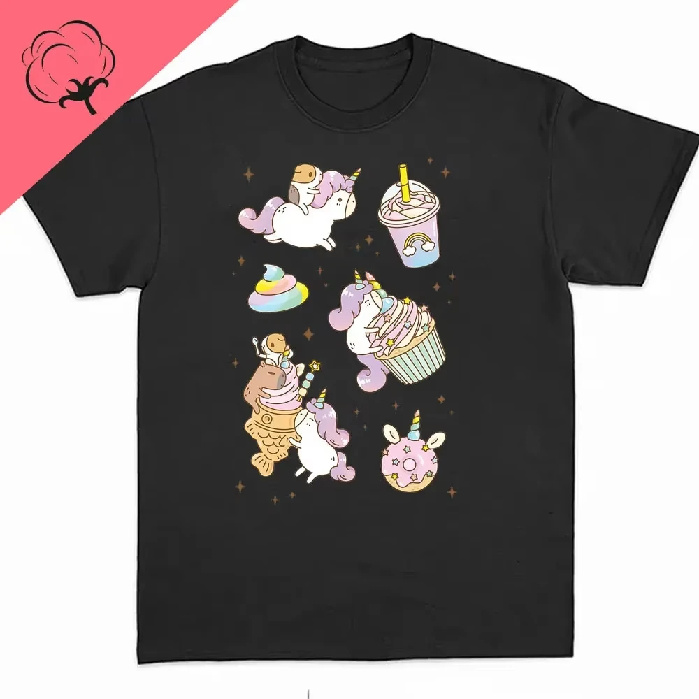 Male Unicorns Tee Rainbow Graphic Tees Funny T-Shirts Women Fashion Hip Hop Alpha Men Tops 100_ Cotton Unisex Aesthetic Clothing
