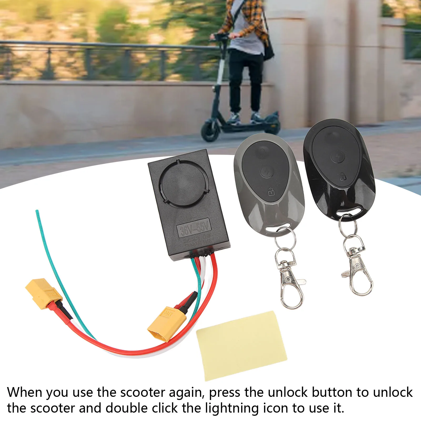 Electric Scooter Alarm, Anti-Theft Alarm for MAX G30, 115dB High Volume Alarm with 2 Remote Controls for 36‑55V XT60 Interface