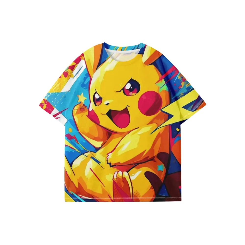 

New Summer Pokémon Pikachu T-shirt 3D Printing Pattern T-shirt Comfortable and Fast Drying Adult Children Same T-shirt
