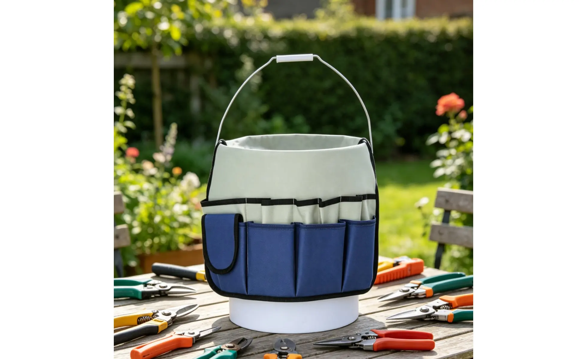 Gardening Tool Tote Large Capacity Multi-Pocket Tool Organizer Canvas Container Bag Waterproof Sturdy-Duty for Construction Site