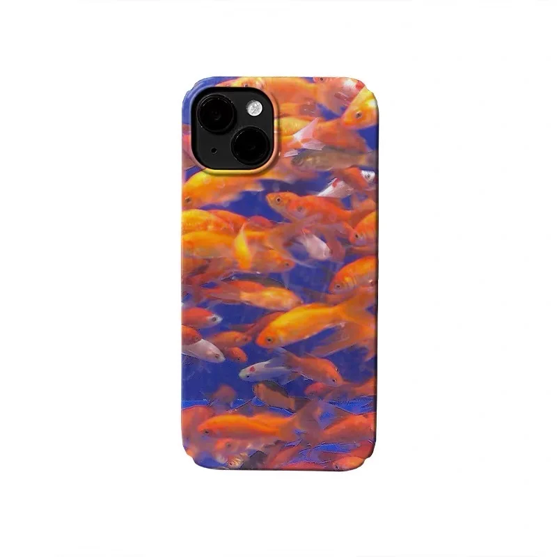 

Ins Korean Golden Goldfish Group Case for IPHONE 17 16 ProMax 15 14 Plus 13 12 MINI 11 PRO 16Plus XR XS MAX Acrylic Phone