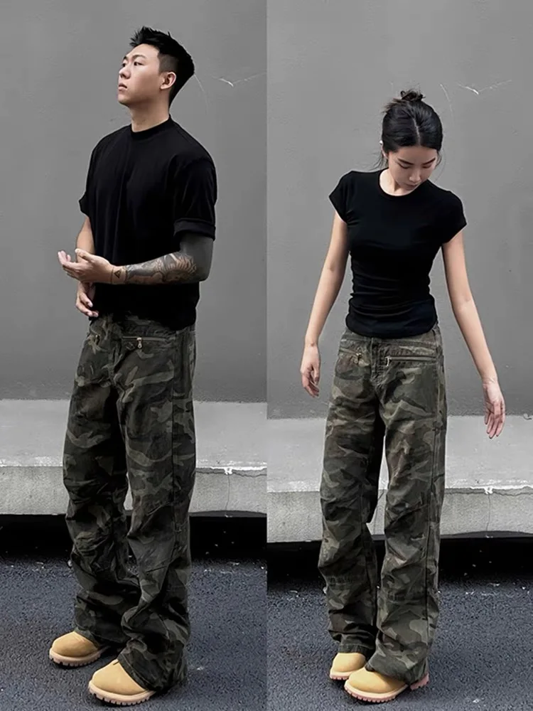 

Мужские летние тонкие джинсы-карго с камуфляжным принтом, прямые, в американском стиле, для работы и повседневной носки, молодежные модные джинсы