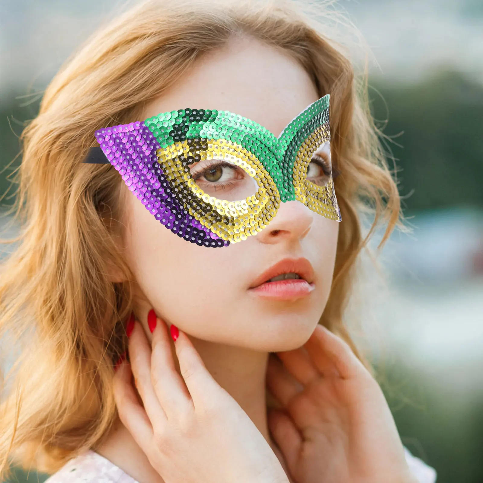 

6 Pcs Sequin Masks Women Cosplay Fancy Dress Mardi Gras Confetti Masquerade Ball Props Halloween Costume Bright Design Party