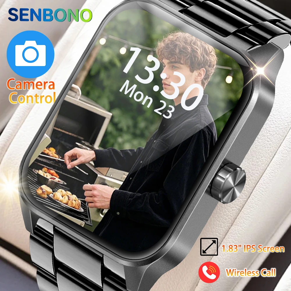 

SENBONO Camera Control Smart Watch for Men Women Bluetooth Call DIY Video Watch Face 100+ Sport Modes Waterproof Smart Watch