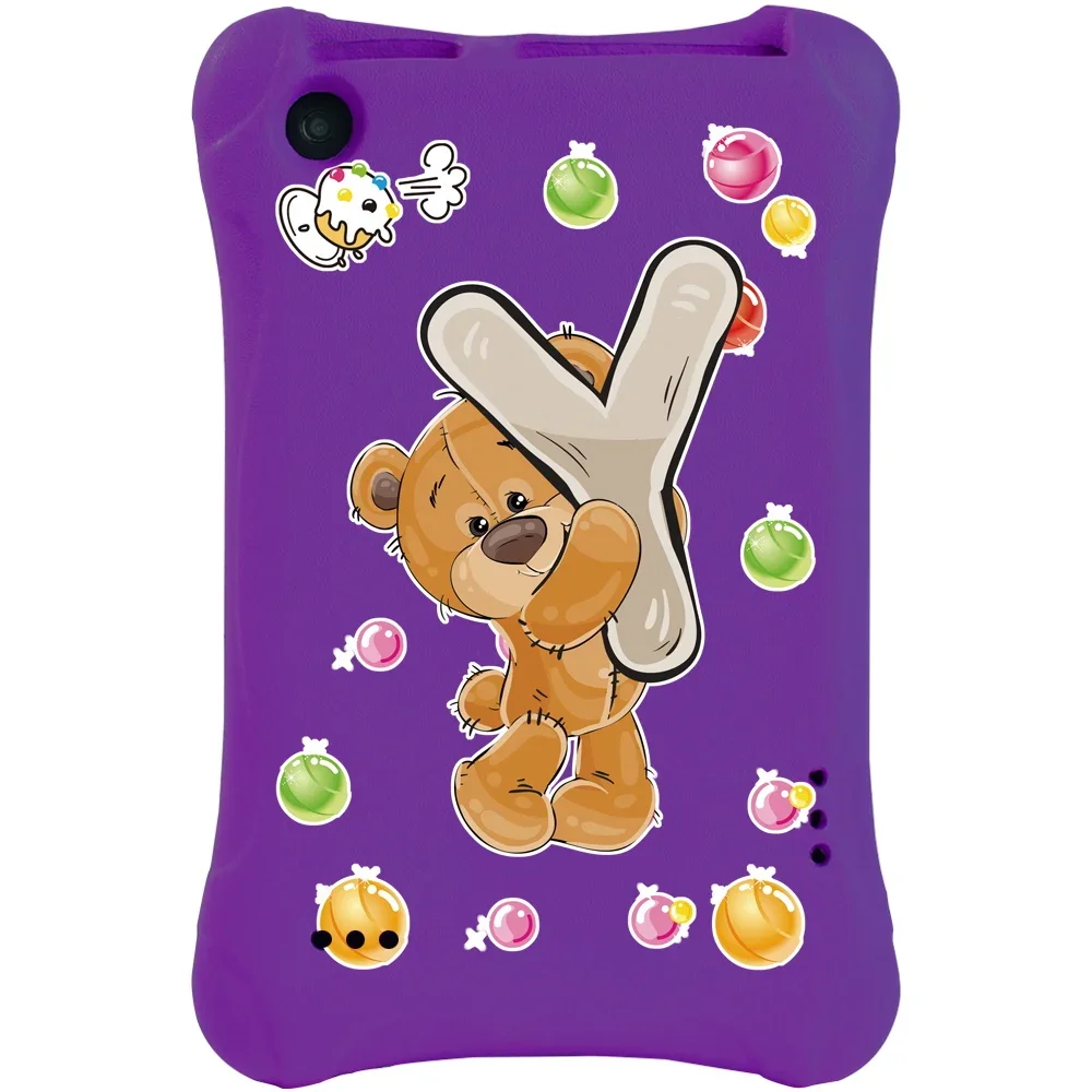 Tablet Case for Fire 7(5th/7th/9th Gen) Drop-proof and Dust-proof Purple Children's Printed Letter Cute Cartoon Protective Cover