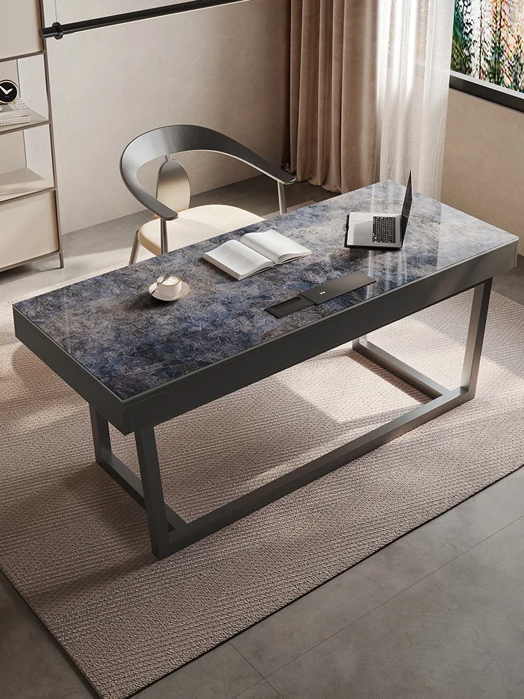 Slate desk modern minimalist home study light luxury high-end Italian bright luxury stone office computer desk