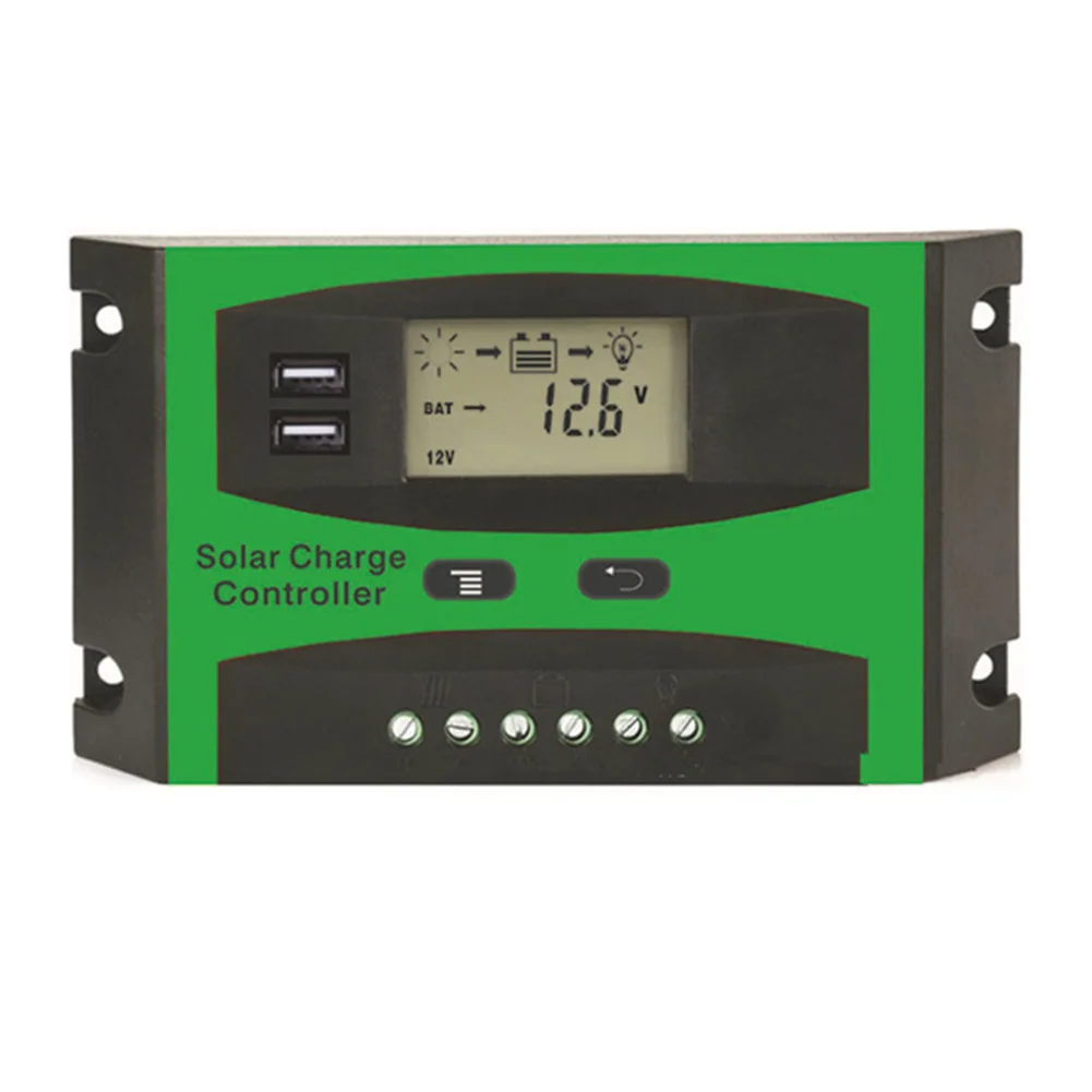 Brand New Solar Charger Controller 12V/24V 2 Way Black Green Charge Controller LCD Screen Regulator Solar Panel