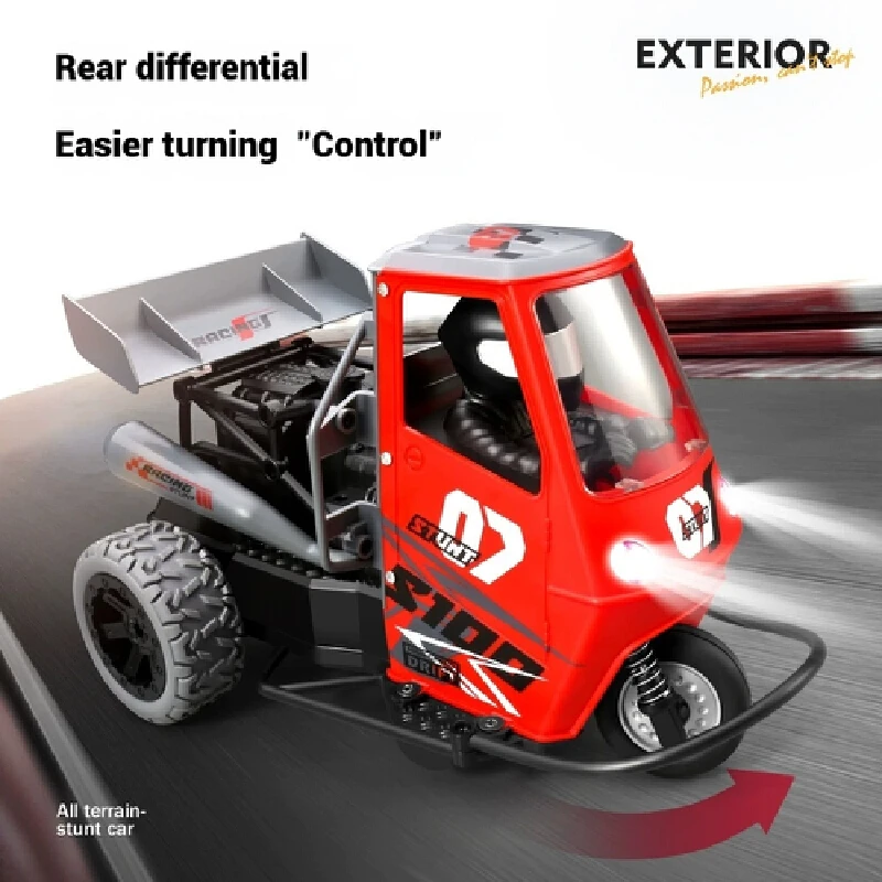 Nuovo veicolo telecomandato Rc Dodo ad alta velocità moto a tre ruote scala completa spruzzo leggero deriva auto giocattolo ricaricabile per bambini