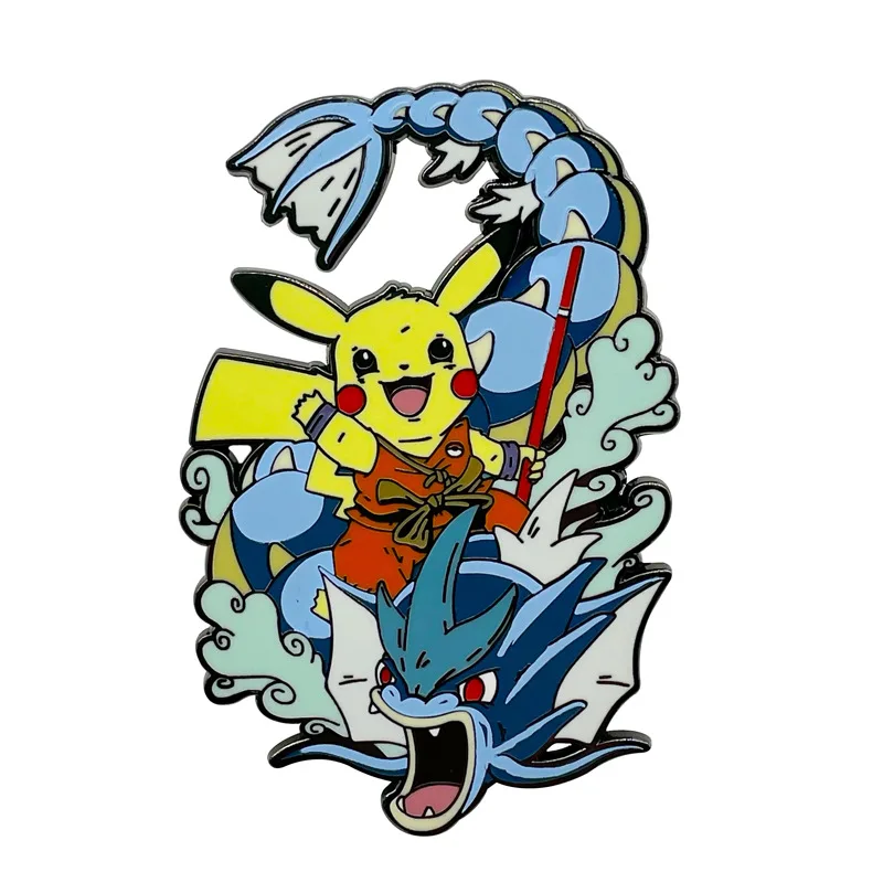 Pokemon Cartoon Pikachu Anime Brooch Cute Metal Pins Gift Fashion Funny Accessories Schoolbag Decoration Send Friend