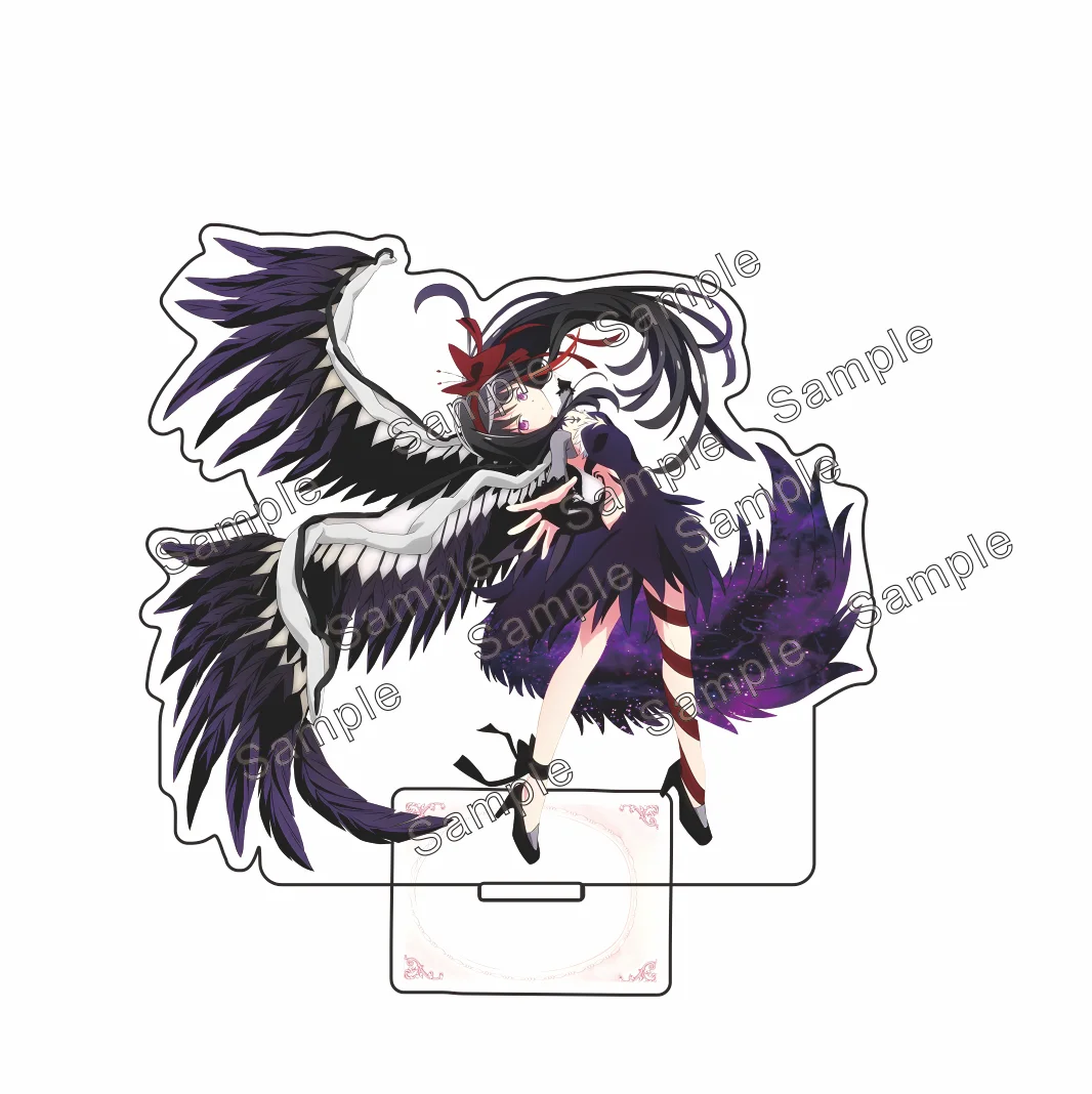 Puella Magi Madoka Magica 15cm Acrylic Stand Key Chain Figure - Devil Homura Akemi with Big Wings - Anime Desktop Display Orname