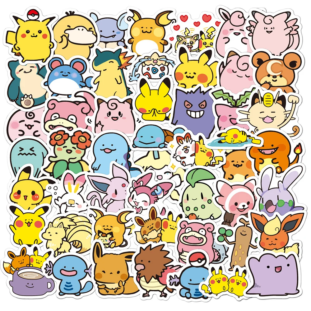 10/30/50/100pcs Cute Anime Pokemon Pikachu Gengar Stickers Kawaii Cartoon Kids Sticker Toy Phone Notebook Laptop Graffiti Decals