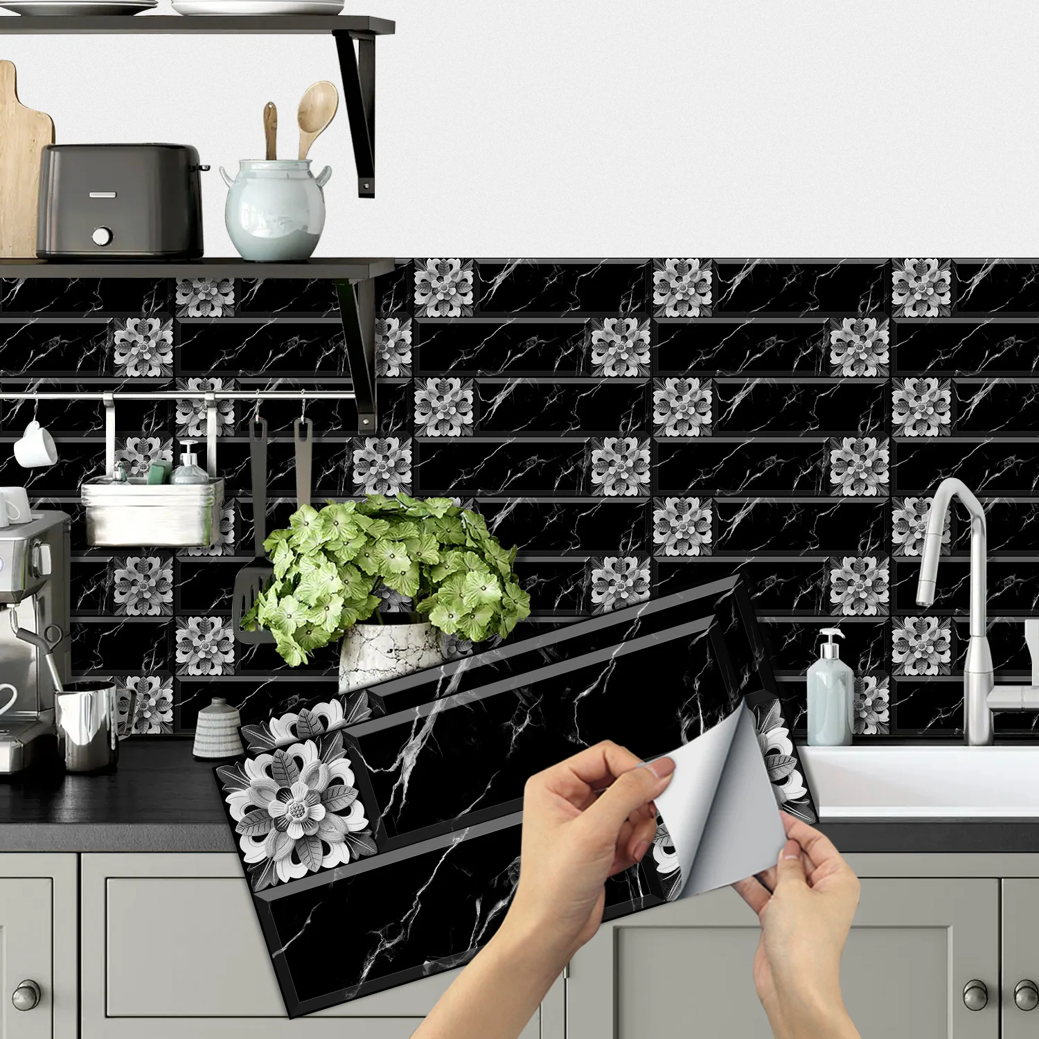 

Marble Peel and Stick Wall Tiles, Waterproof Self-Adhesive Backsplash for Kitchen Bathroom DIY Decor