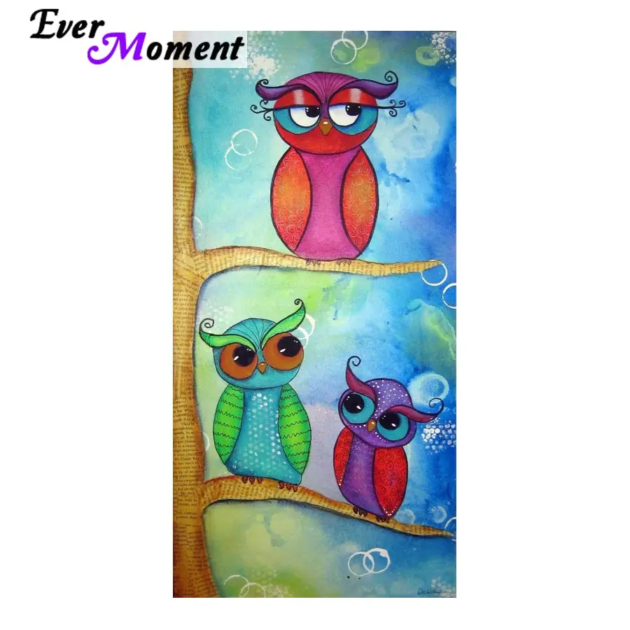 

Алмазная картина Ever Moment 5, китайская Алмазная вышивка, мозаика, милые совы, 5D алмазная живопись, полная дрель, мозаика, ремесленный декор ASF906