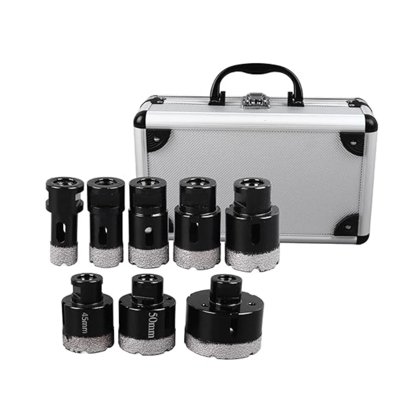 9個入り M14 ダイヤモンドコアドリルビットセット、ろう付けドリルビットセット 20-68mm タイル/コンクリート用ドリルツールセット