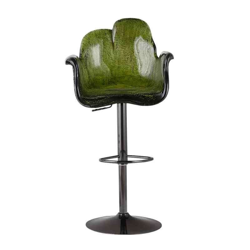 

Nordic simple light luxury dining chair home leisure liftable bar chair transparent resin island high stool