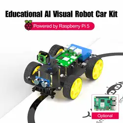 Raspberry Pi 5 Smart AI Vision 4WD Robot Car Electronic Kit DIY Learning Project Full Set with FPV Camera (Without RPi board)