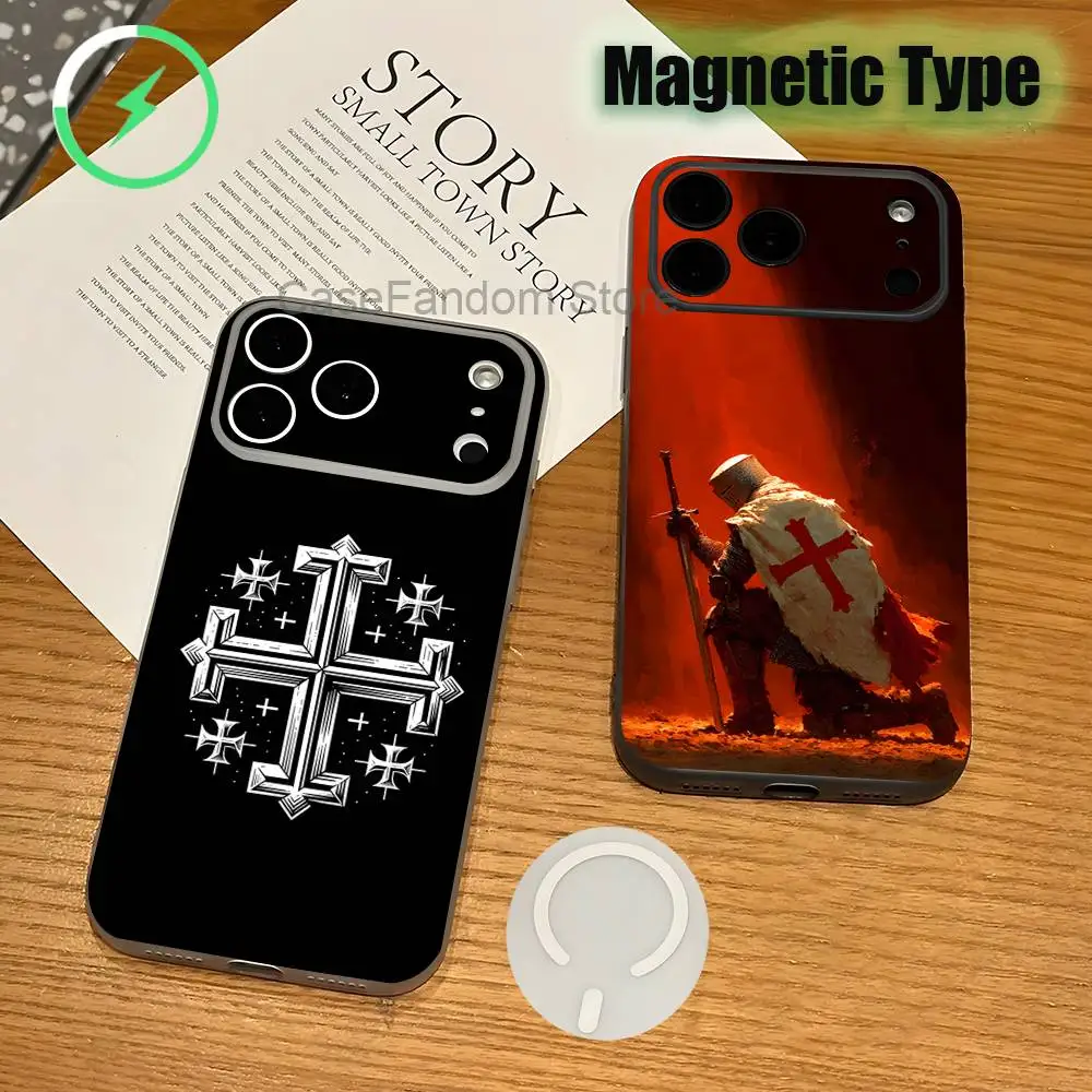 

Jerusalem Cross Transparent White Phone Case For iPhone 17,16,15,14,13,12,11,Pro,Max,Plus Magnetic Wireless Charging