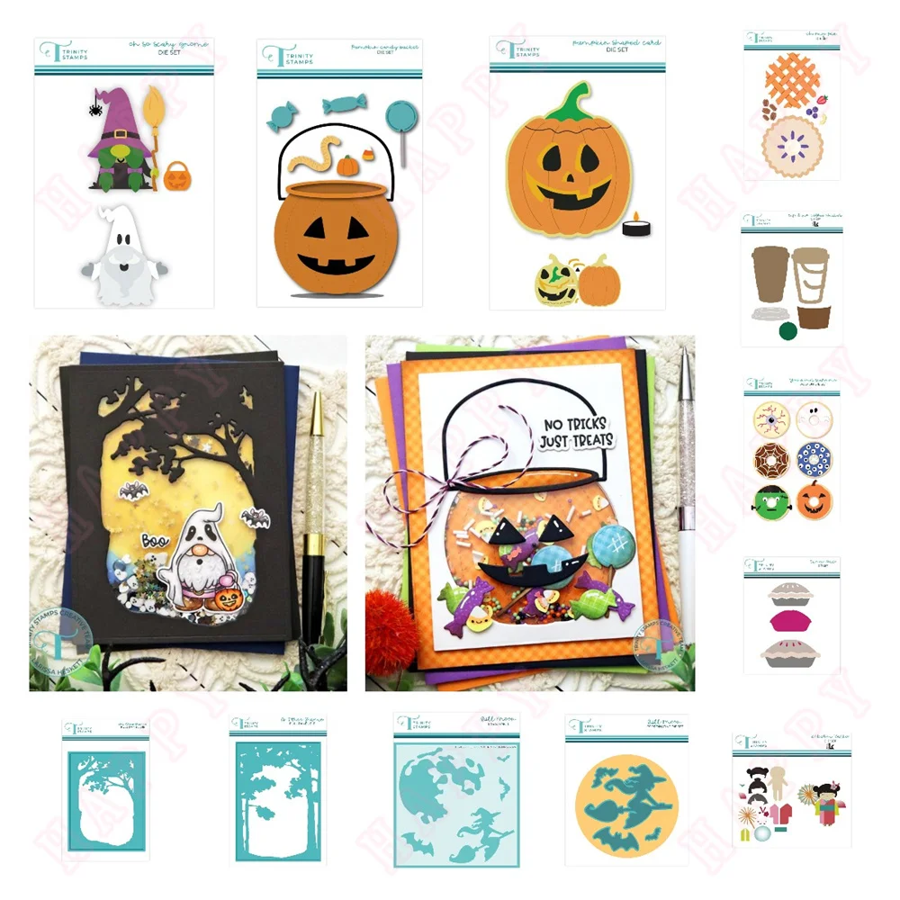 Hallowmas Pumpkin Candy Bucket Die Set Metal Cutting Dies Full Moon Stencil For DIY Scrapbook Embossing DIY Paper Card New 2024