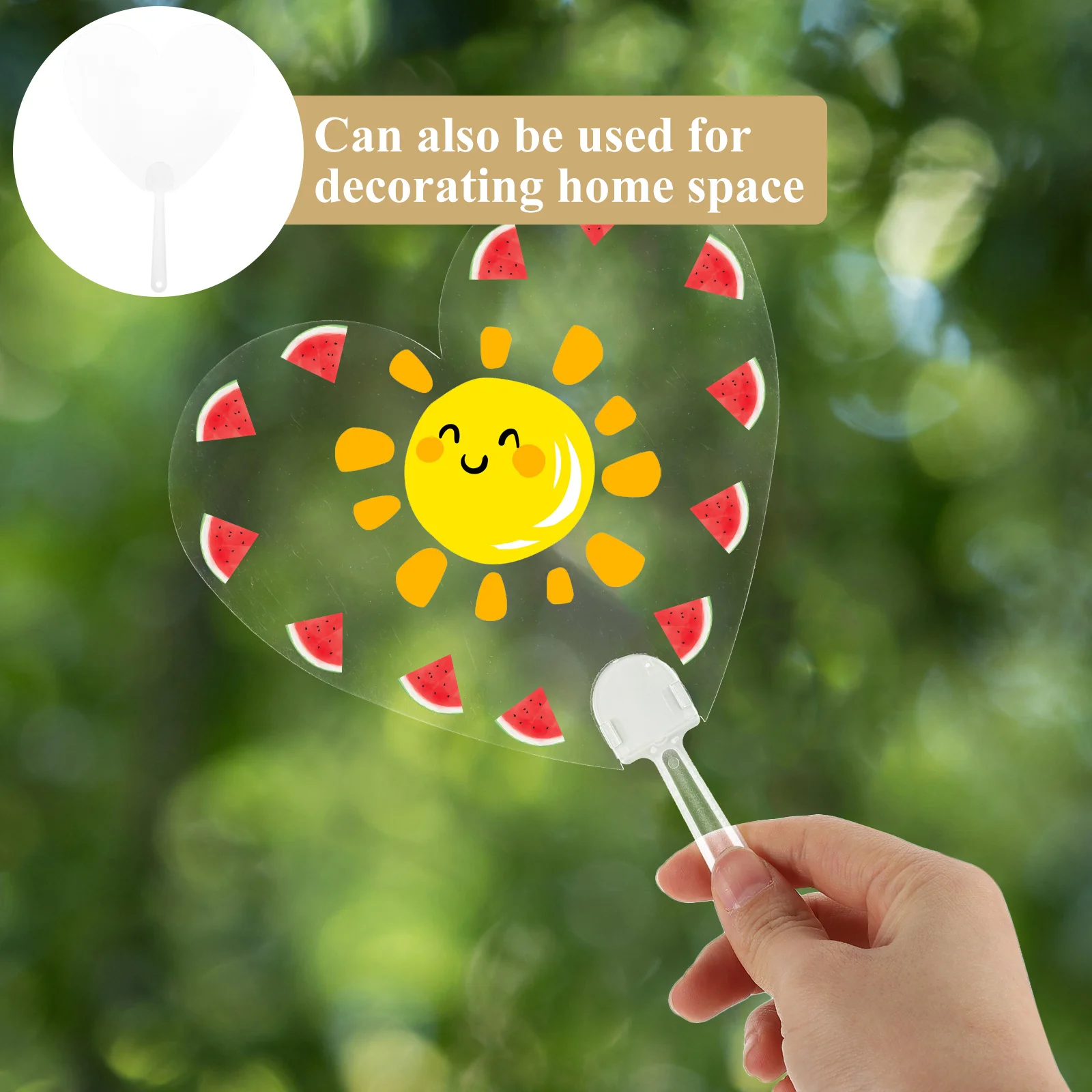 

8pcs Blank Round Fans for DIY Crafts PVC Kids Painting Fans Summer Graffiti Hand Fan Decorative Home Supplies