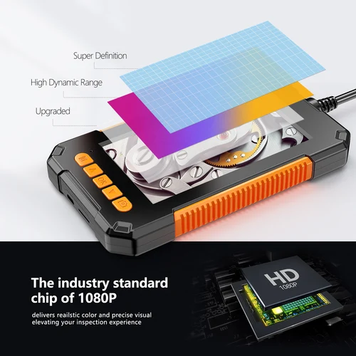 Imagen 2 del producto Endoscopio Industrial de doble lente P40, cámara de inspección de tuberías IPS de 4,3 "", 1080P, para reparación de automóviles, compatible con grabación de vídeo y foto a presión