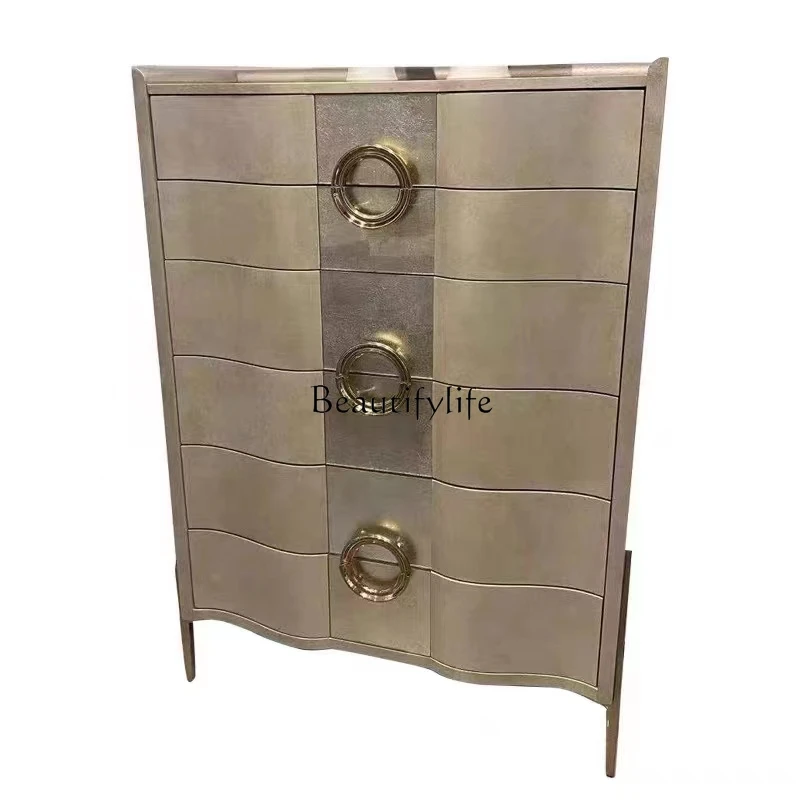 

American light luxury storage chest storage wave French solid wood chest