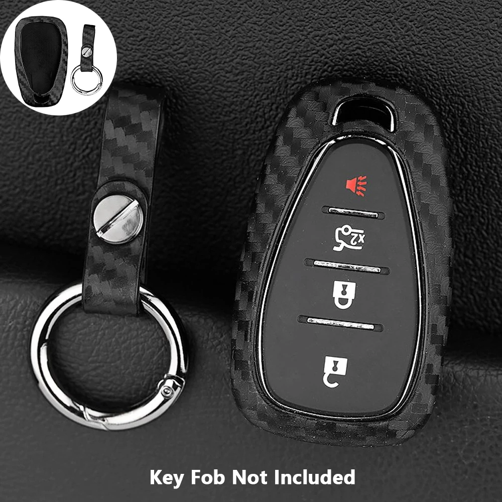 

Car Remote Key Case Cover Shell For Cruze/Malibu/Camaro/Blazer Carbon Fiber Smart Key Protector Keychain