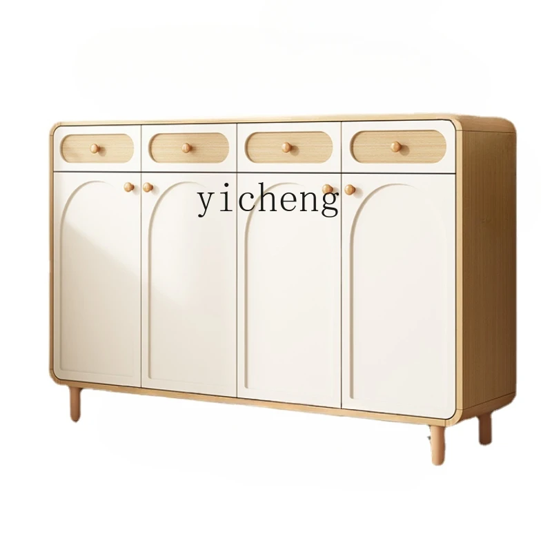 

Tqh Log Cream Style Shoe Cabinet Home Entrance Integrated Indoor Large Capacity Wall Shoe Rack