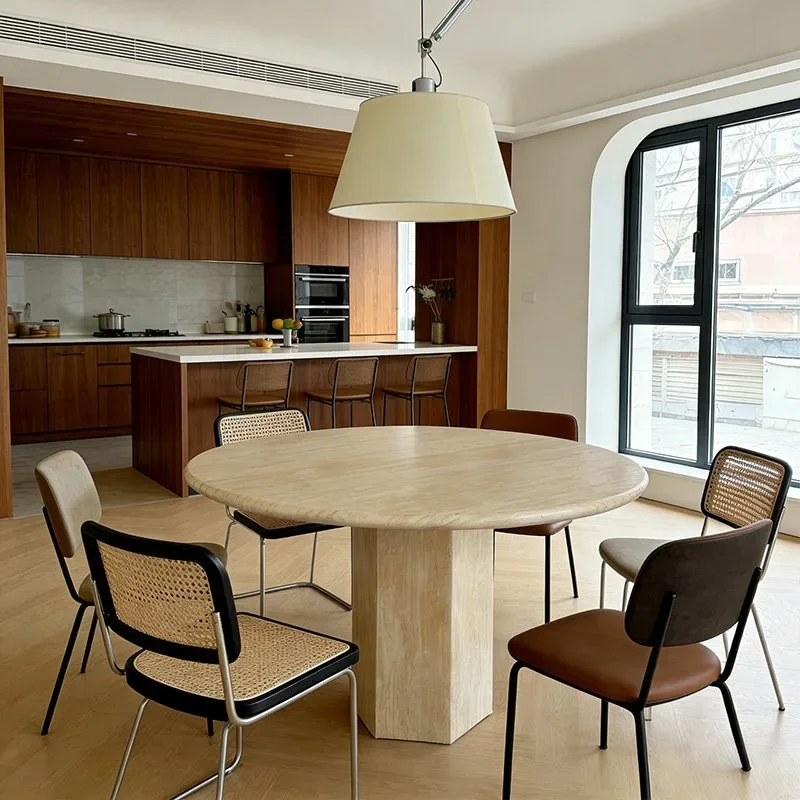 Luxury Round Marble Dining Table with Arc Edge, Safe Design, Elegant Appearance for Family Gatherings