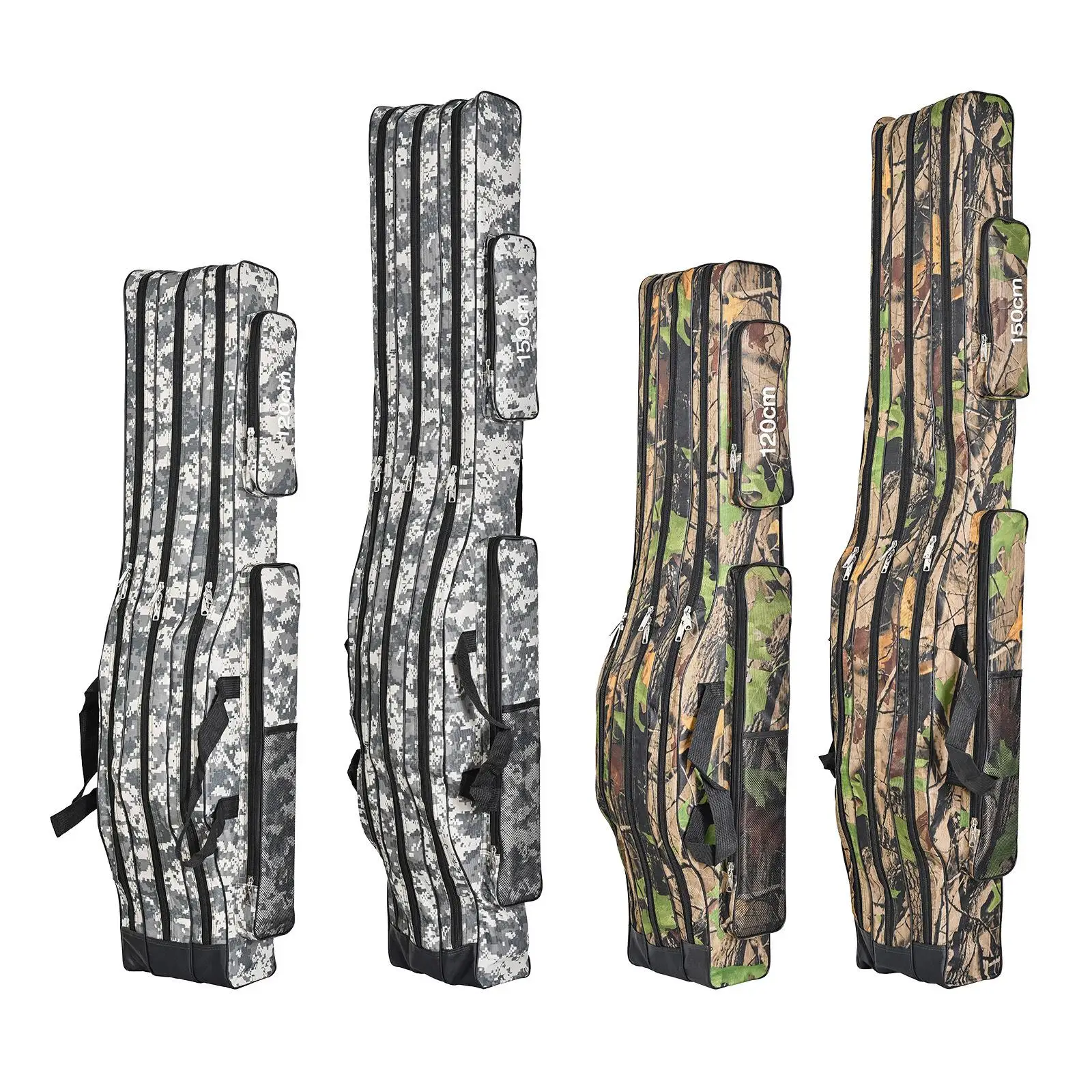 

Portable Fishing Rod Case Foldable Rod Holder Waterproof Three Layers Wear Resistant Oxford for Fishing Gears Organizer Men