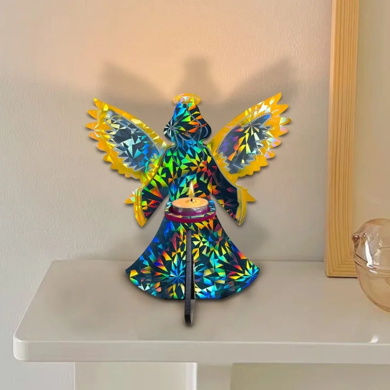 DIY holografis Angel Candlestick Plugin silikon cetakan kue kue gipsum ornamen epoksi Resin cetakan perhiasan penyimpanan dekorasi