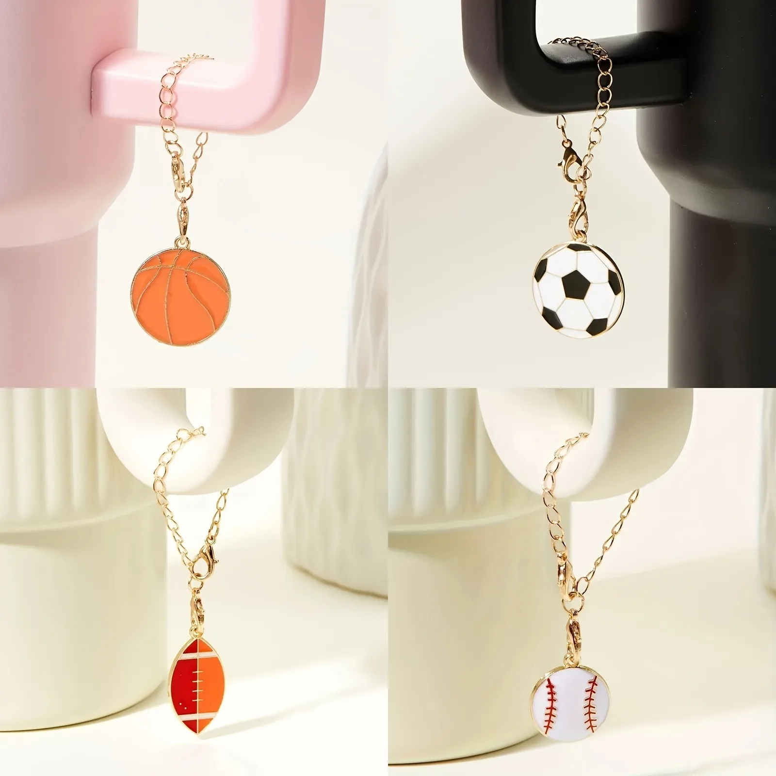 Трансграничная чашка Стэнли, аксессуары для спортивного отделения, соломенная кепка 10 мм, украшение на цепочке для чашки, футбол, баскетбол, бейсбол, регби