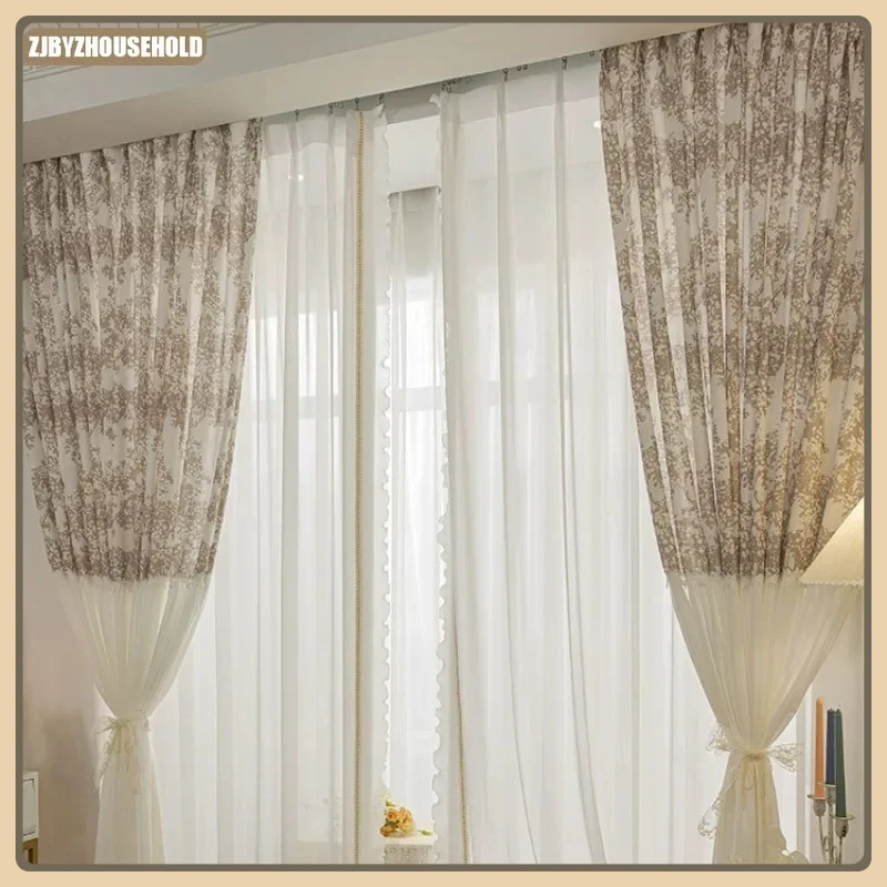 

French Curtains for Living Dining Room Bedroom Gauze Curtain Princess Wind Translucent Impervious To Blackout Fashion Tulle