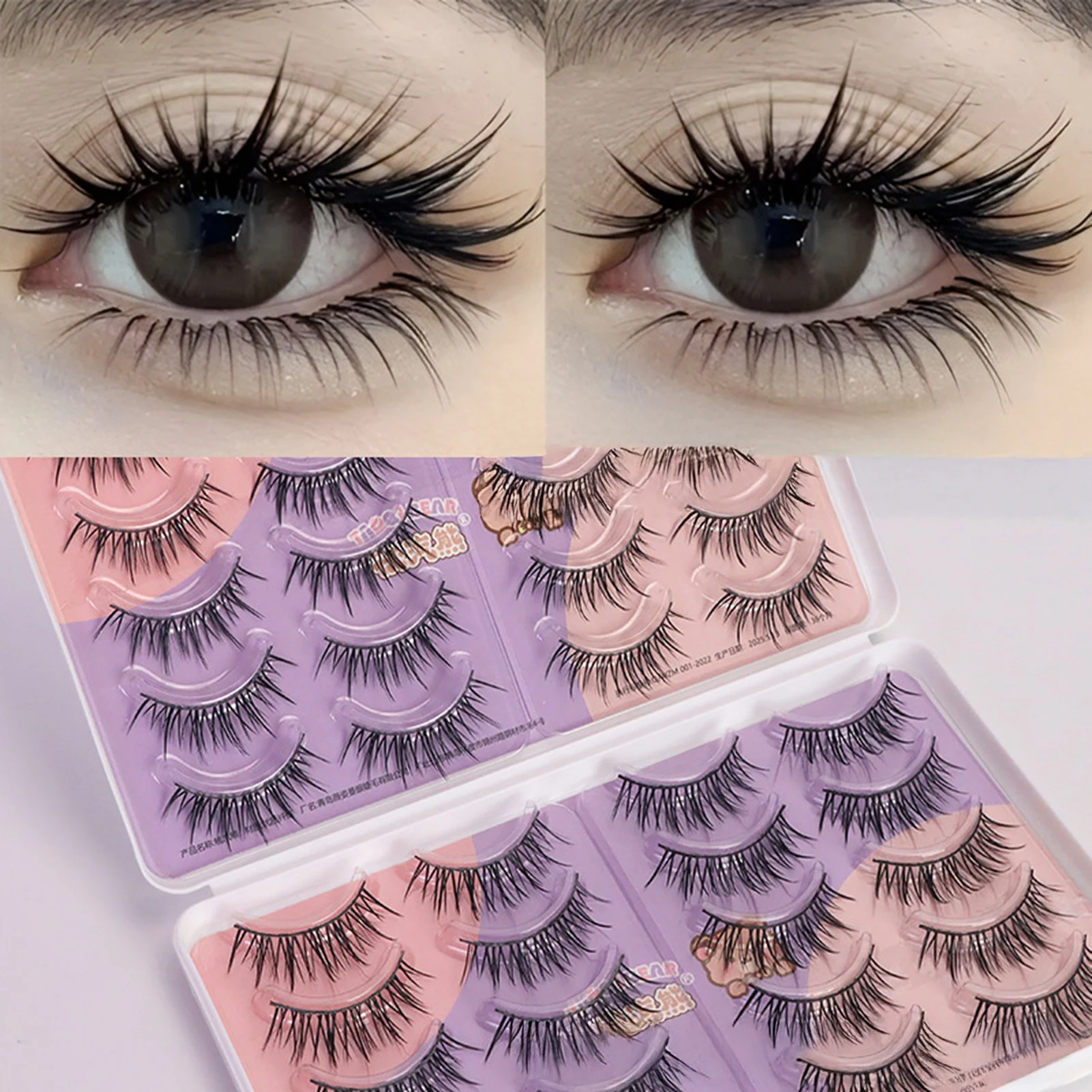 Tiras de pestañas Manga 3D, pestañas postizas rizadas gruesas y dramáticas, 40 Uds., pestañas de fibra rizadas C negras de 9-13mm para maquillaje de volumen Natural