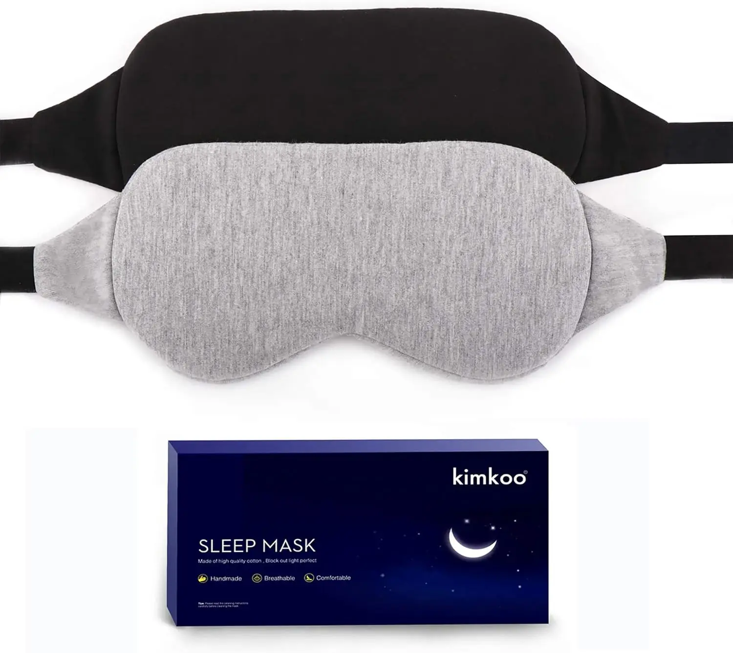 

Sleep Mask for Sleeping, Light Blocking Blindfold, Soft & Comfortable Eye Cover for Travel with Pouch, Black+Gray