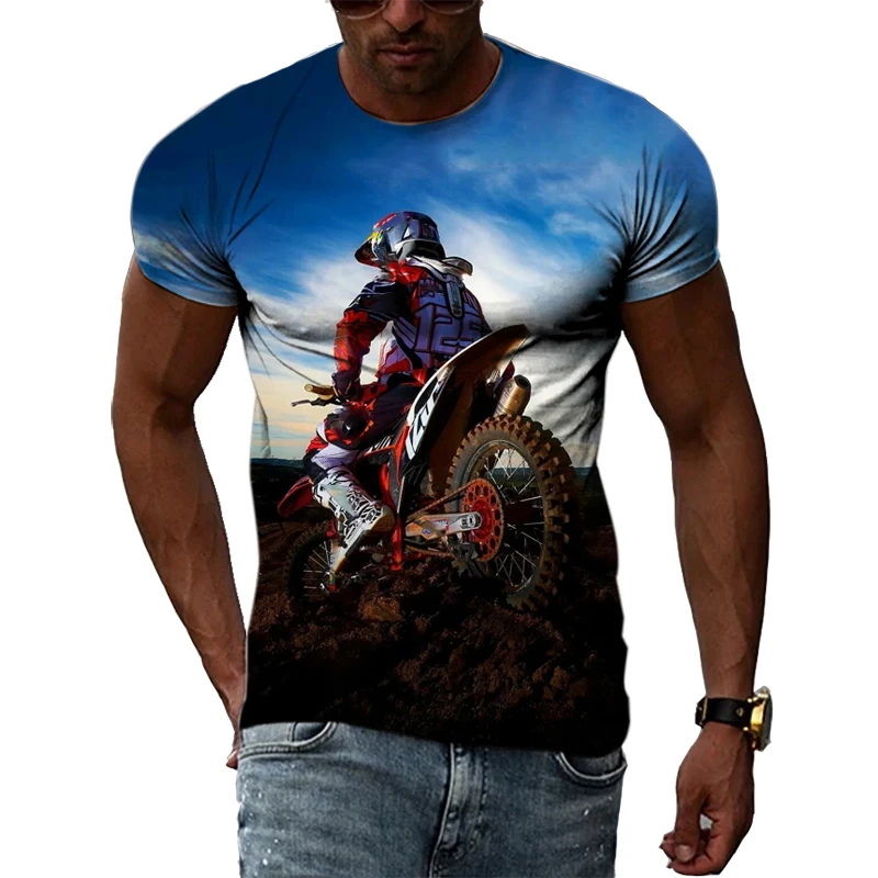 Summer Sports motocross Men graphic t shirts 3D Fashion Casual Cool Street Style Printed Tees Hip Hop Personality O-neck Tops