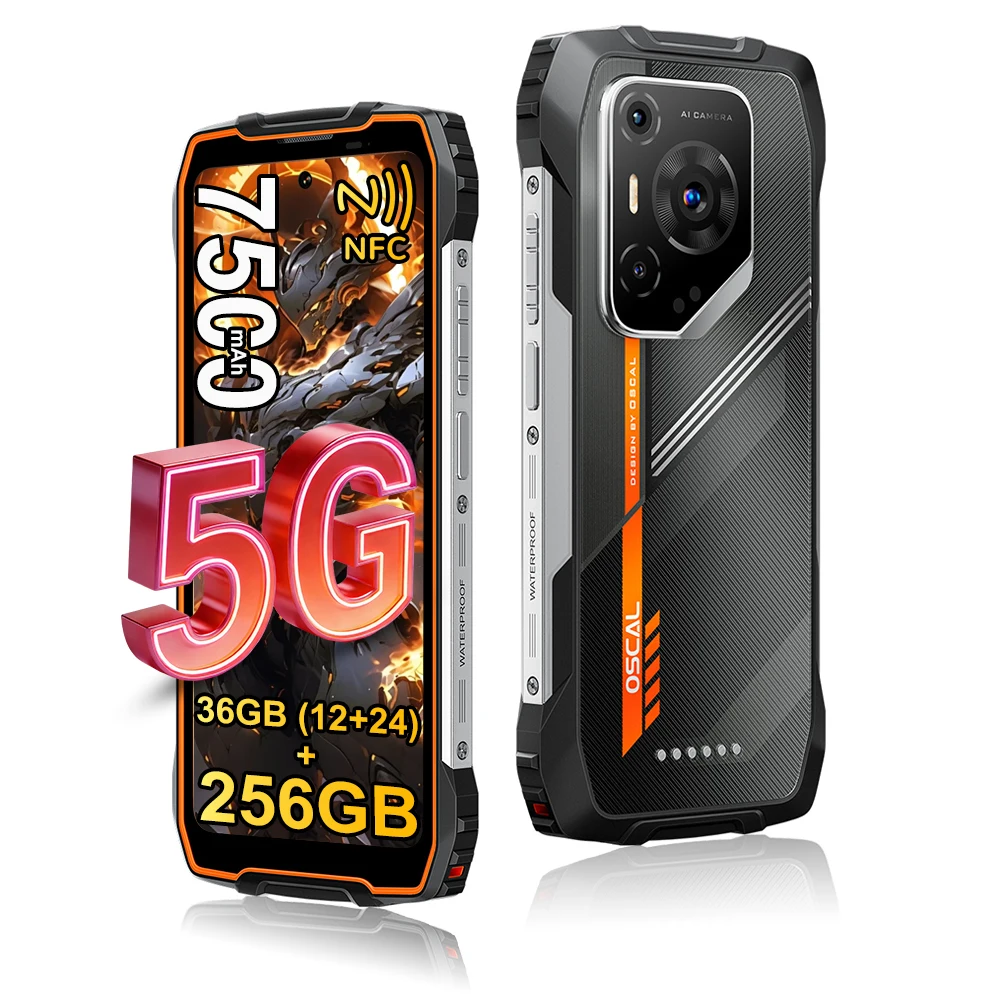 Blackview Oscal Pilot 3 5G AI Smartphone Resistente 36GB(12+24)+256GB 6,78" 120Hz Android 15 7500mAh Visión nocturna 20MP 33W NFC