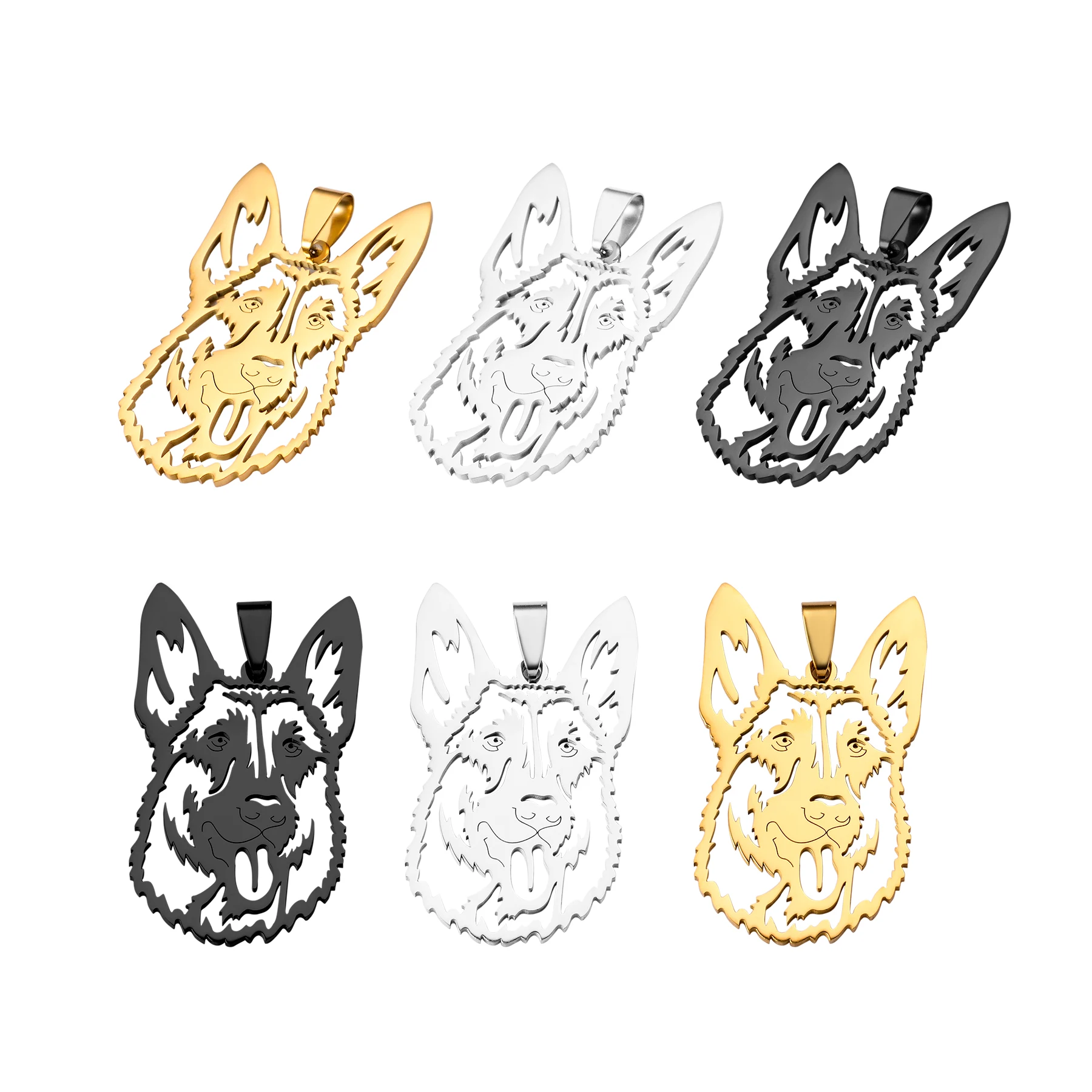 

3Pcs Gothic Wolf Head Charm Stainless Steel Pendant DIY Punk Men Women Necklace Charm For Jewelry Making Craft Accessories