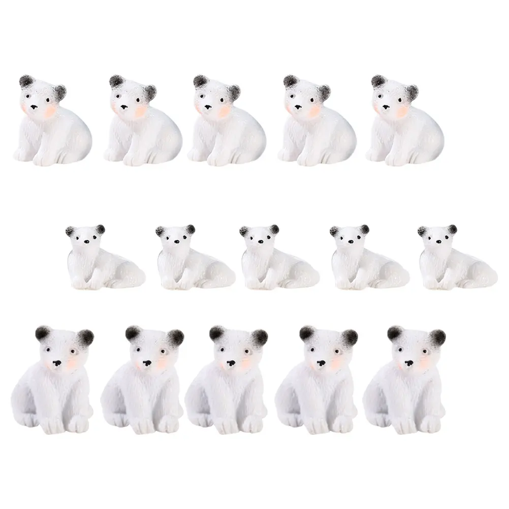

15 Pcs Mini Resin Polar Bear Figurines White Adornment Courtyard Garden Decoration Animal Models Large Medium Small Size