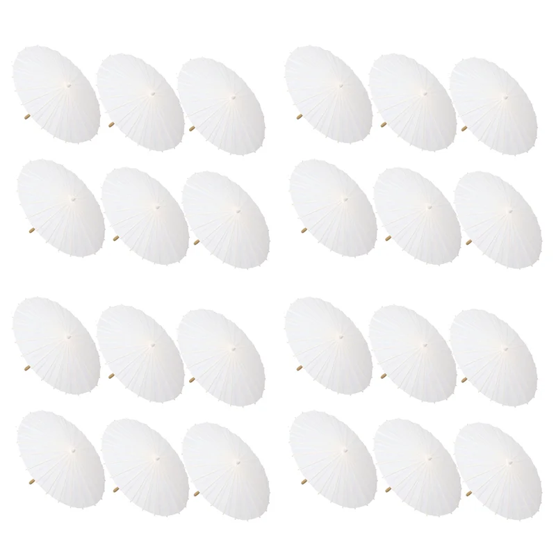 

24PCS Paper Parasol Wedding Umbrella Party Favor 60Cm Bamboo Umbrellas For Bridal Shower Centerpieces Photo Props