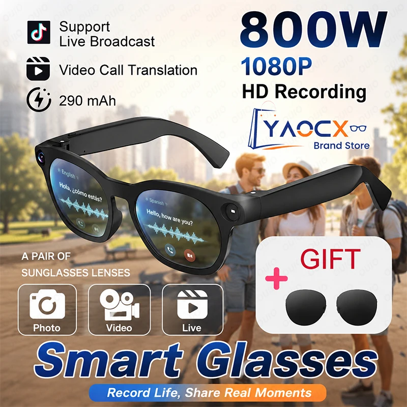 2026年ホットセールaiスマートグラス-1080pビデオ録画-bluetoothサングラス-リアルタイム翻訳機-290mah-男女兼用スマートグラス