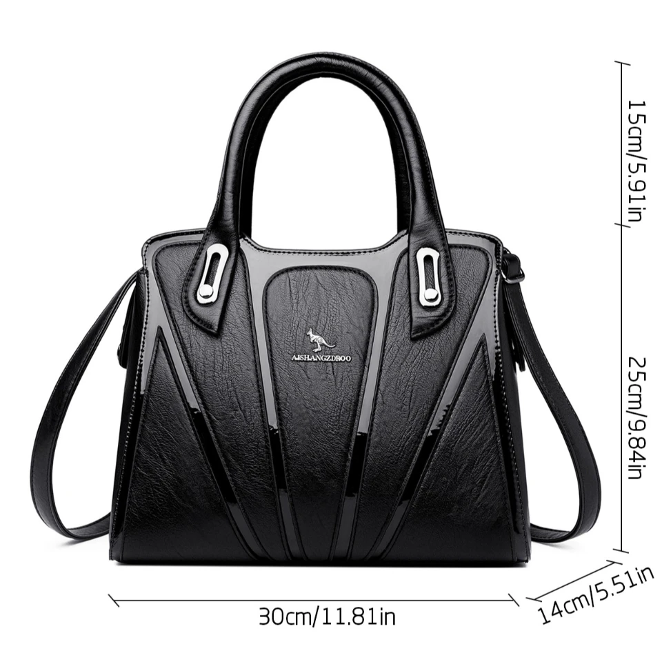 3 Layers Large Capacity Designer Women Top-Handle Bags Shoulder Crossbody Bags for Women Luxury Patent Leather Casual Tote Bag