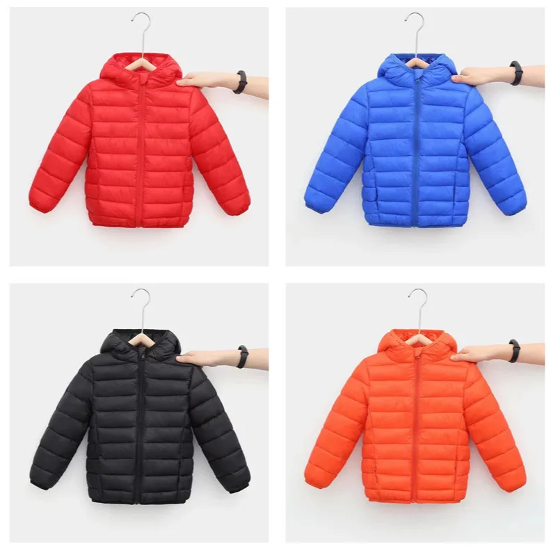 

Children's clothing 2025 autumn and winter new light and thin children's cotton clothes, hooded for men and women, small, medium